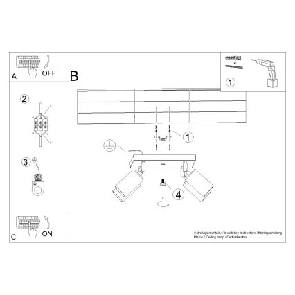 Spot WINX 4xGU10/10W/230V zwart/glanzend chroom