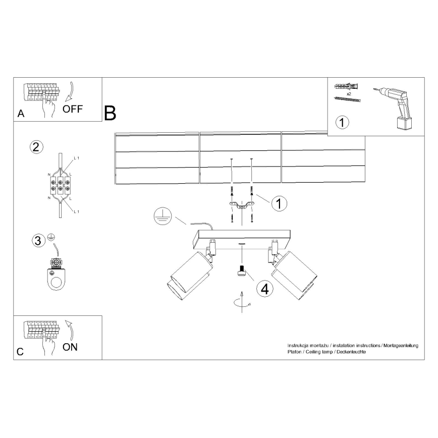 Spot WINX 4xGU10/10W/230V zwart/glanzend chroom