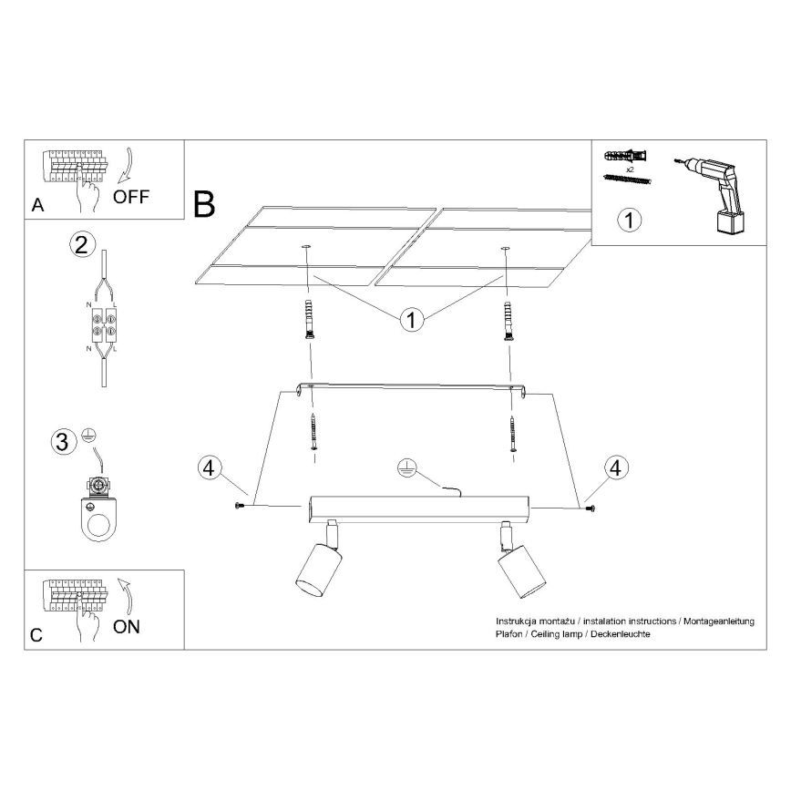 Spot WINX 2xGU10/10W/230V zwart/koper