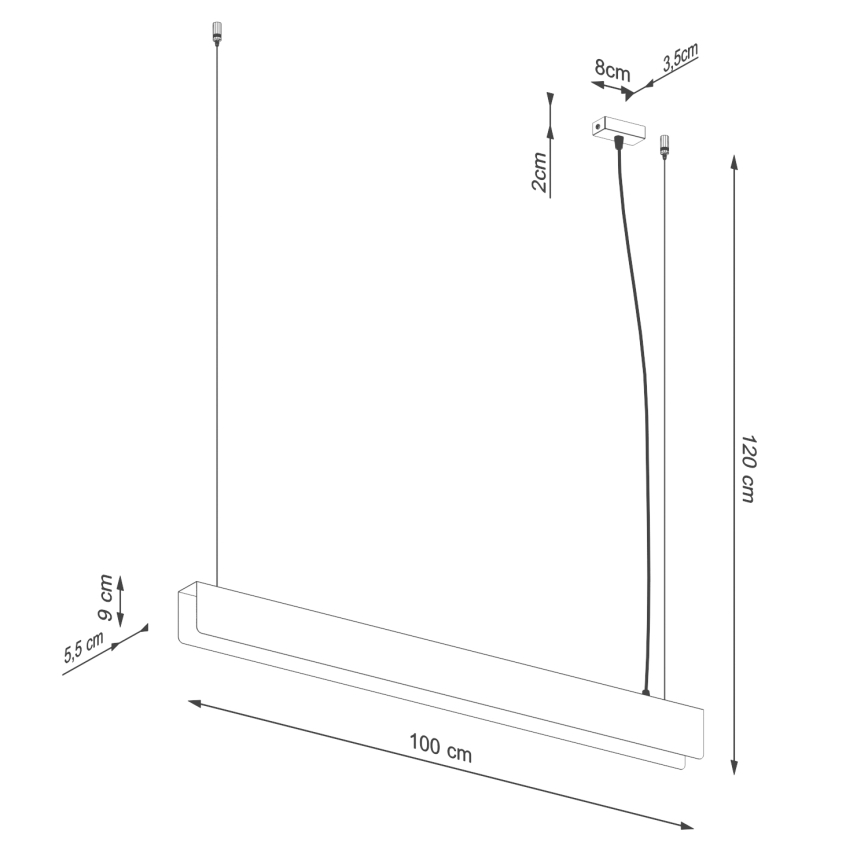 LED Hanglamp aan een koord SPARK 1xG13/8,5W/230V zwart