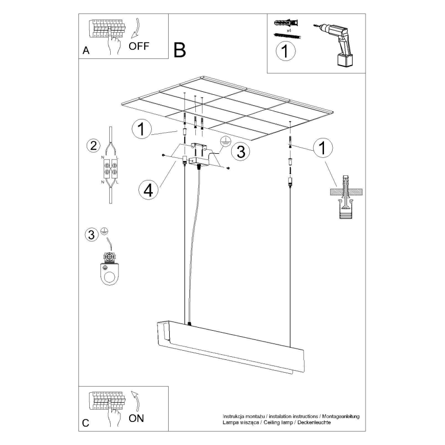 LED Hanglamp aan een koord SPARK 1xG13/8,5W/230V zwart