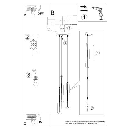 Hanglamp aan een koord PRYSM 3xG9/8W/230V wit