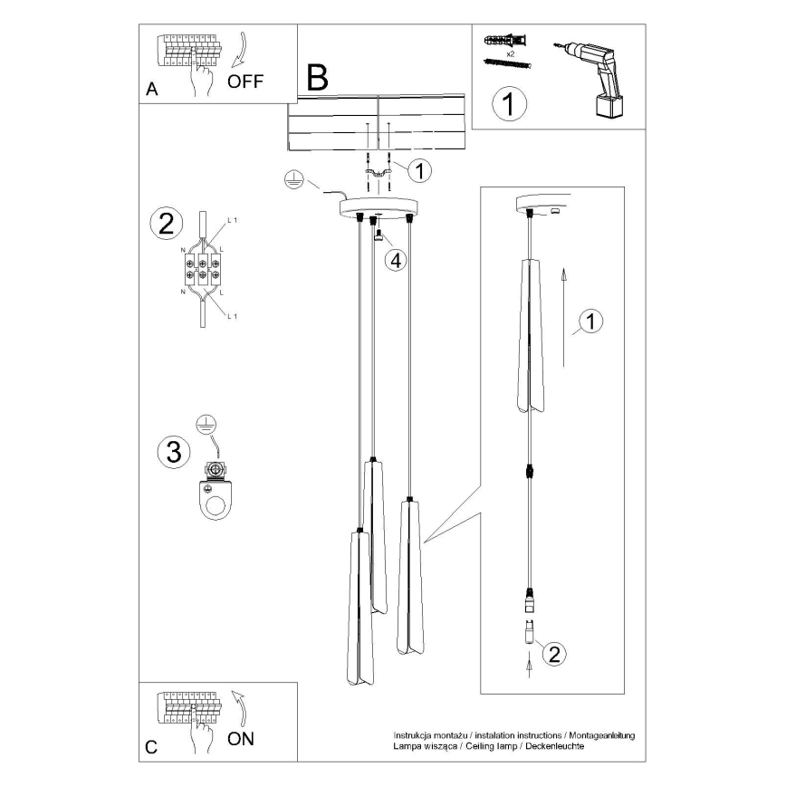 Hanglamp aan een koord PRYSM 3xG9/8W/230V wit