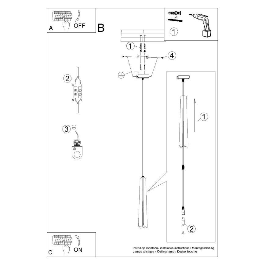 Hanglamp aan een koord PRYSM 1xG9/8W/230V zwart