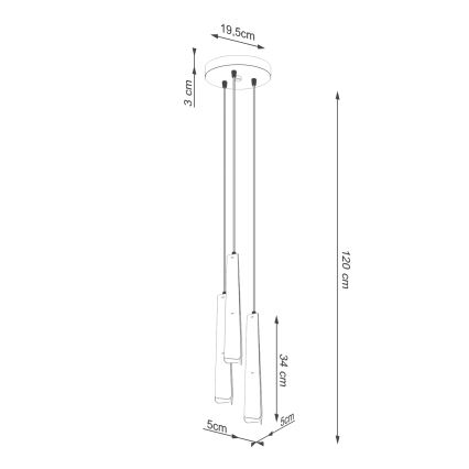 Hanglamp aan een koord PRYSM 3xG9/8W/230V zwart