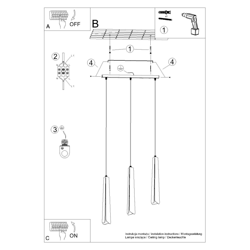 Hanglamp aan een koord PRYSM 3xG9/8W/230V zwart