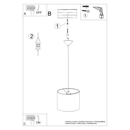 Hanglamp aan een koord NOVA 1xE27/15W/230V diameter 30 cm wit
