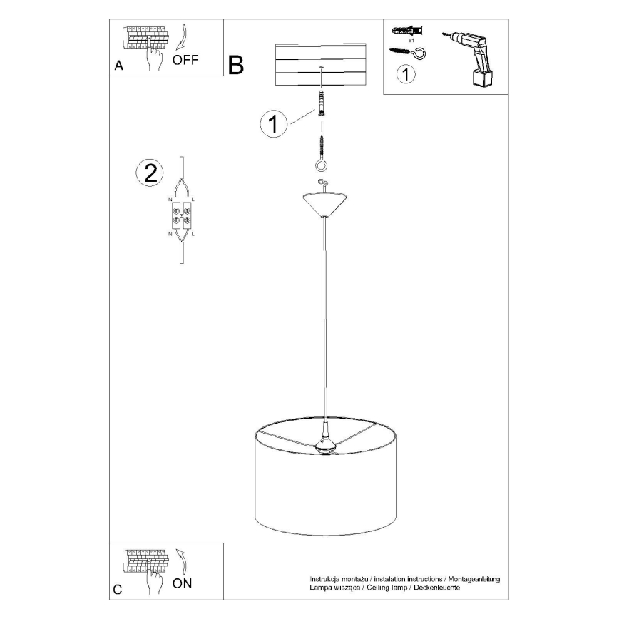 Hanglamp aan een koord NOVA 1xE27/15W/230V diameter 40 cm wit