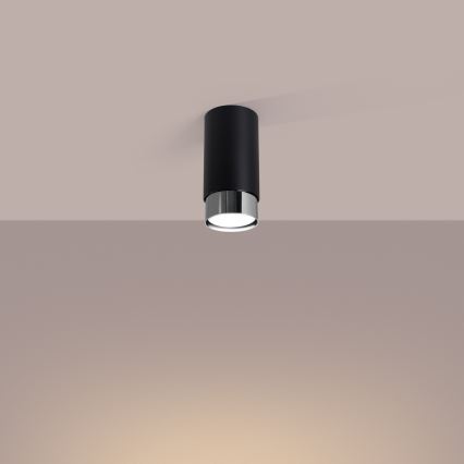 Spot NERO 1xGU10/10W/230V 12,5 cm zwart/glanzend chroom