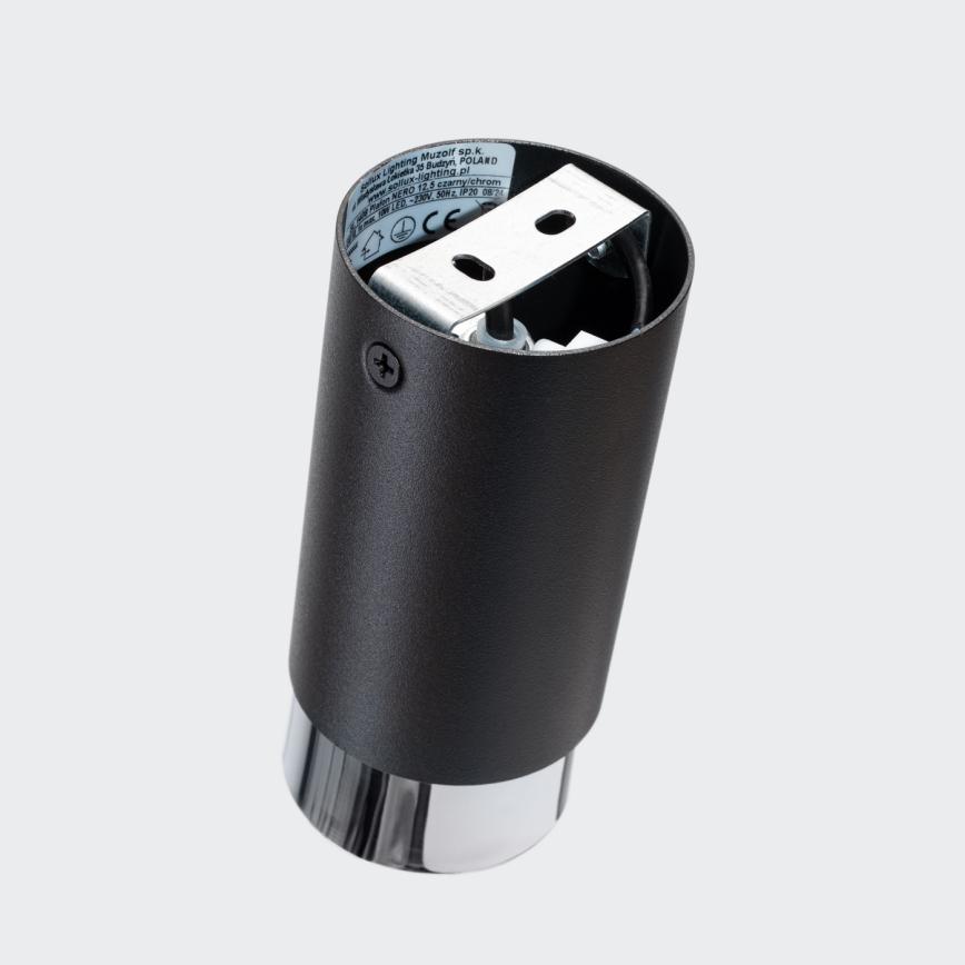 Spot NERO 1xGU10/10W/230V 12,5 cm zwart/glanzend chroom