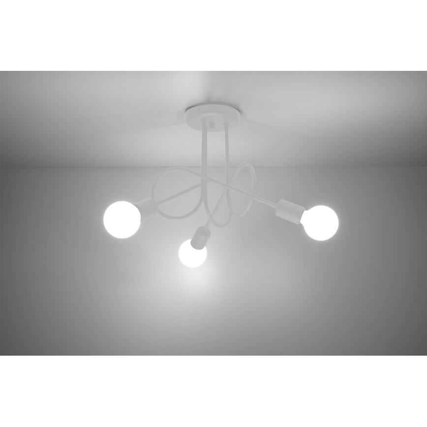Bevestigde hanglamp LOOP 3xE27/15W/230V wit