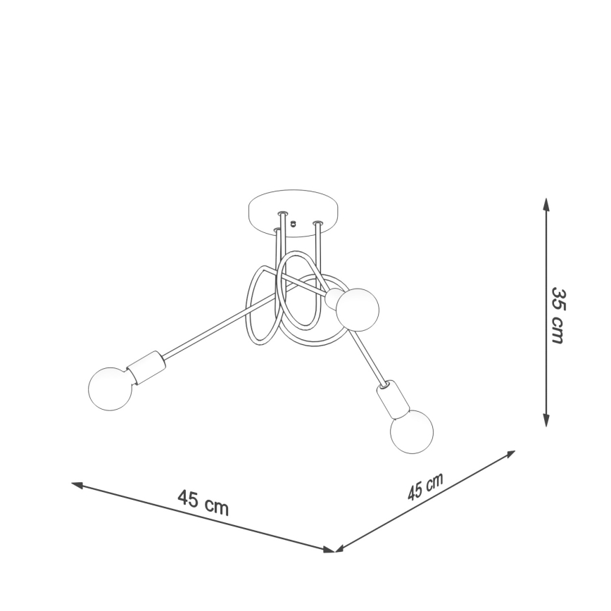 Bevestigde hanglamp LOOP 3xE27/15W/230V wit