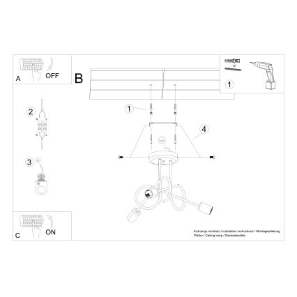 Bevestigde hanglamp LOOP 3xE27/15W/230V wit