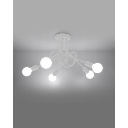 Bevestigde hanglamp LOOP 5xE27/15W/230V wit