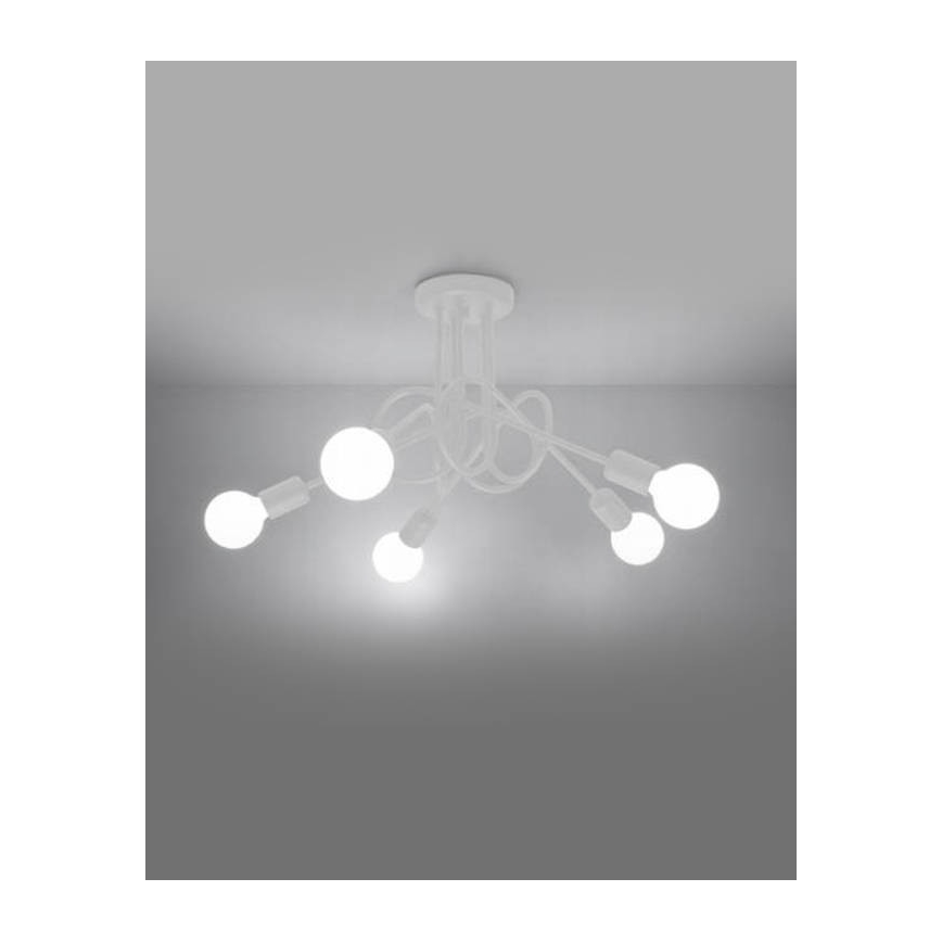 Bevestigde hanglamp LOOP 5xE27/15W/230V wit