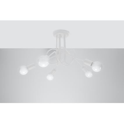 Bevestigde hanglamp LOOP 5xE27/15W/230V wit