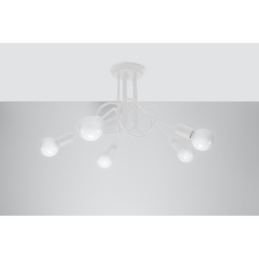 Bevestigde hanglamp LOOP 5xE27/15W/230V wit