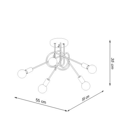 Bevestigde hanglamp LOOP 5xE27/15W/230V wit