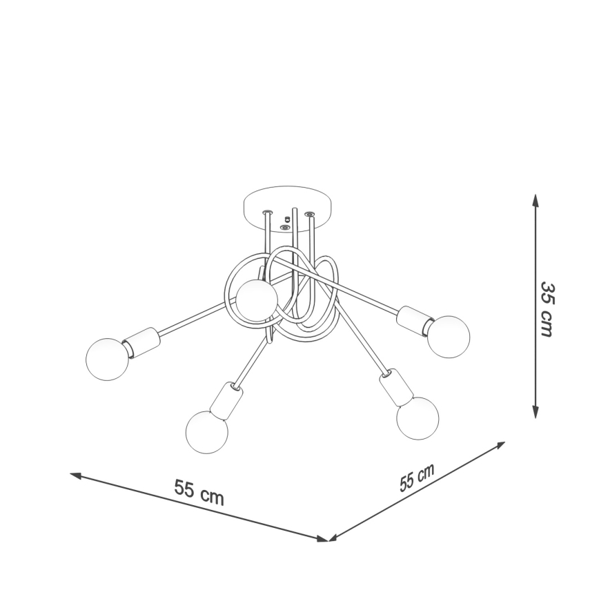 Bevestigde hanglamp LOOP 5xE27/15W/230V wit