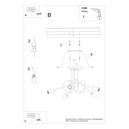 Bevestigde hanglamp LOOP 5xE27/15W/230V wit