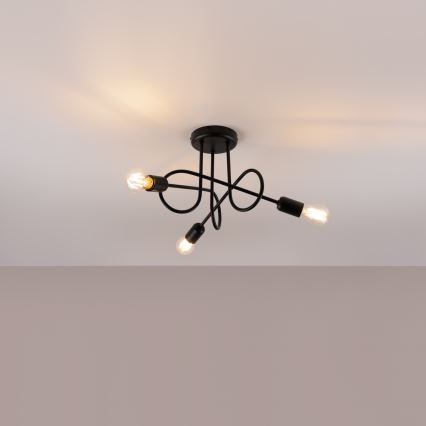 Bevestigde hanglamp LOOP 3xE27/15W/230V zwart