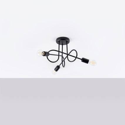 Bevestigde hanglamp LOOP 3xE27/15W/230V zwart