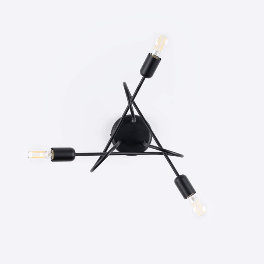 Bevestigde hanglamp LOOP 3xE27/15W/230V zwart