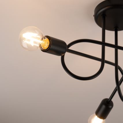 Bevestigde hanglamp LOOP 3xE27/15W/230V zwart