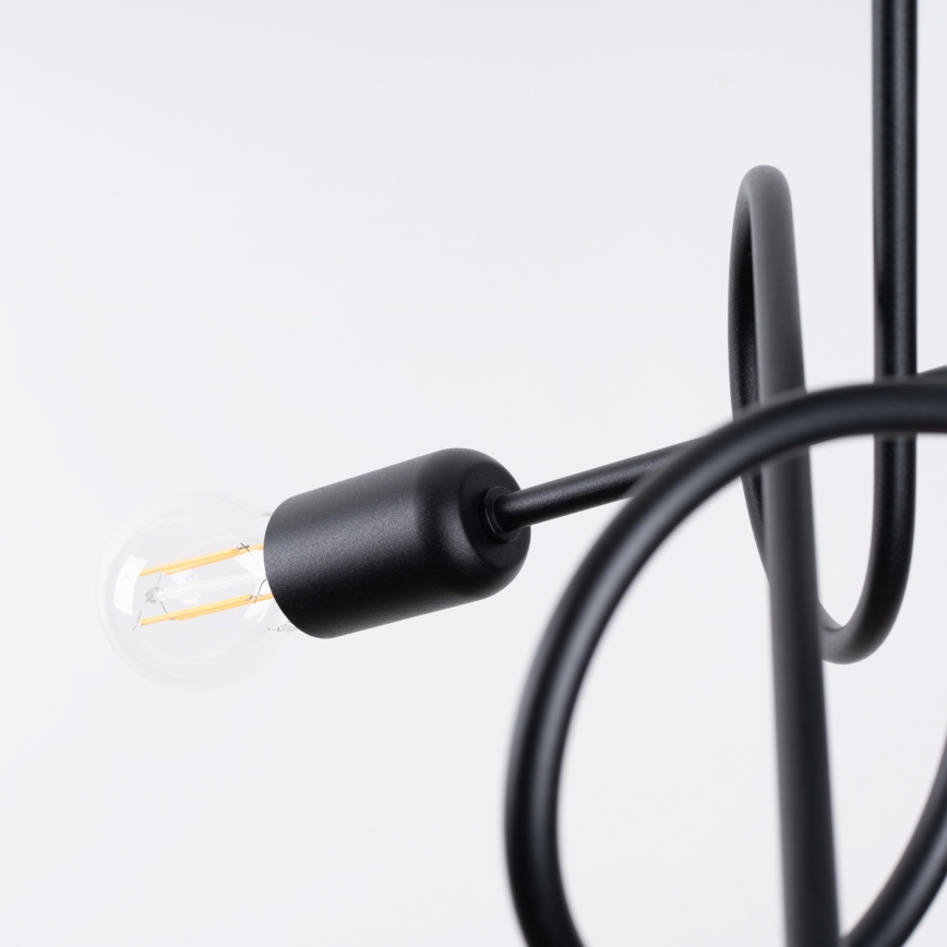 Bevestigde hanglamp LOOP 3xE27/15W/230V zwart