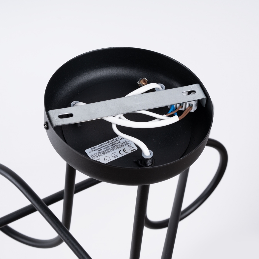 Bevestigde hanglamp LOOP 3xE27/15W/230V zwart