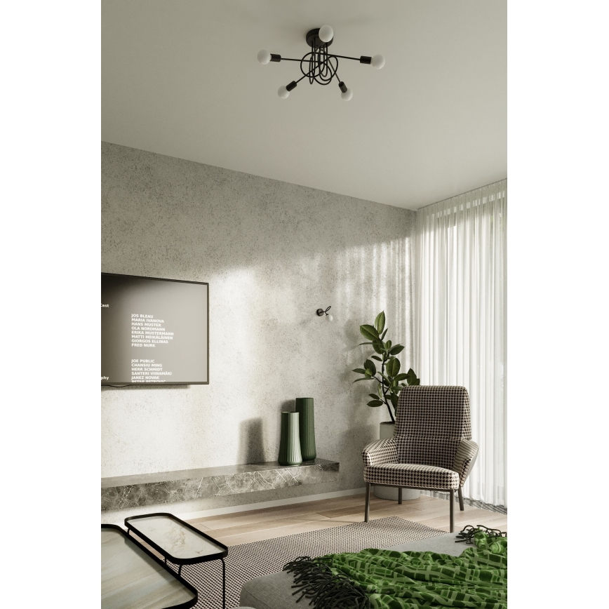 Bevestigde hanglamp LOOP 5xE27/15W/230V zwart