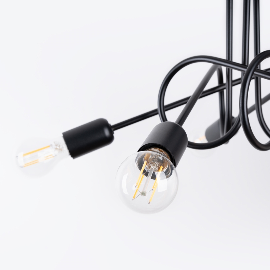 Bevestigde hanglamp LOOP 5xE27/15W/230V zwart