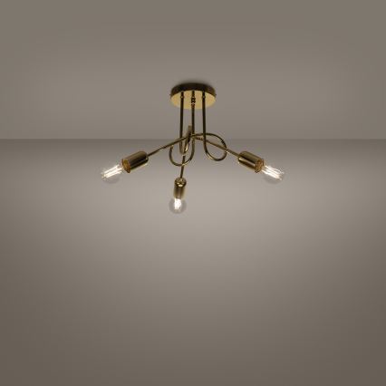 Bevestigde hanglamp LOOP 3xE27/15W/230V goud