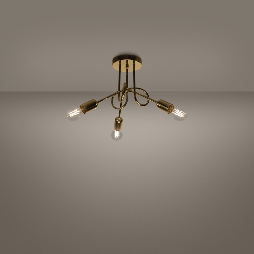 Bevestigde hanglamp LOOP 3xE27/15W/230V goud