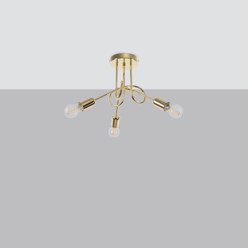 Bevestigde hanglamp LOOP 3xE27/15W/230V goud