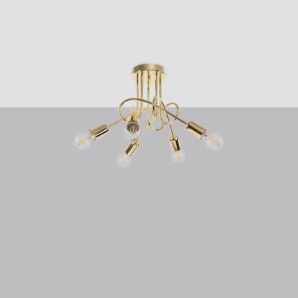 Bevestigde hanglamp LOOP 5xE27/15W/230V goud