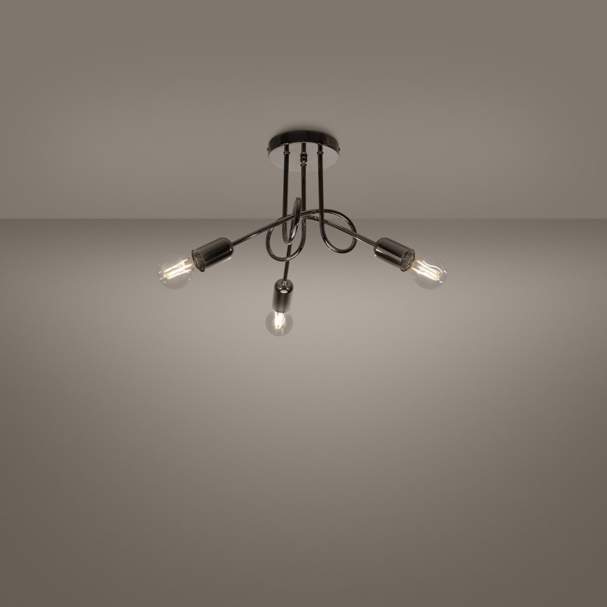 Bevestigde hanglamp LOOP 3xE27/15W/230V glanzend chroom