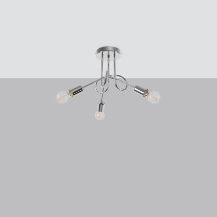 Bevestigde hanglamp LOOP 3xE27/15W/230V glanzend chroom