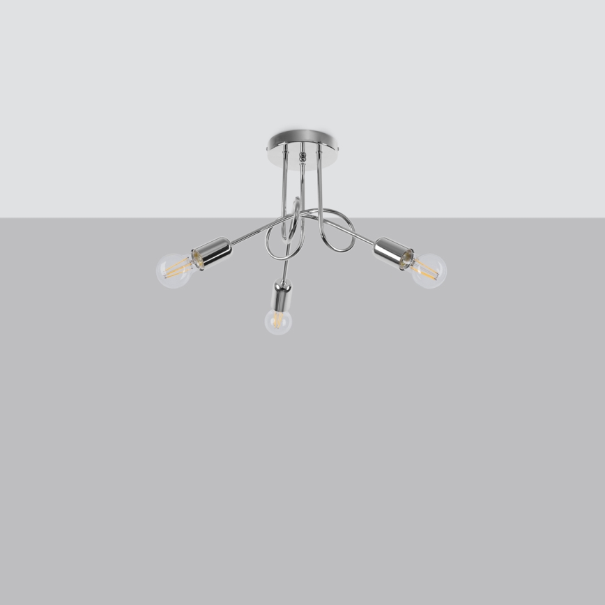 Bevestigde hanglamp LOOP 3xE27/15W/230V glanzend chroom