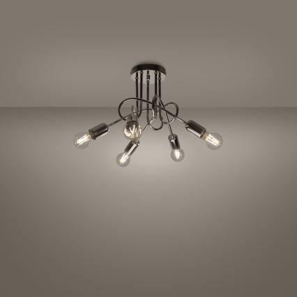 Bevestigde hanglamp LOOP 5xE27/15W/230V glanzend chroom