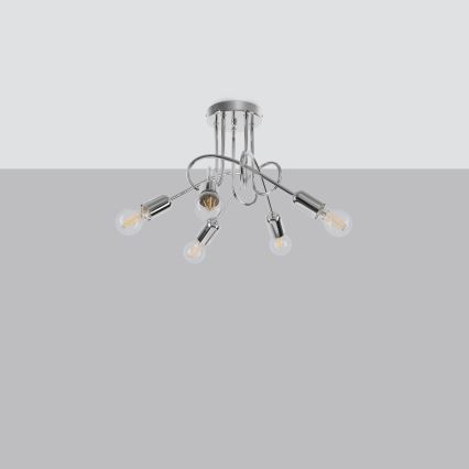 Bevestigde hanglamp LOOP 5xE27/15W/230V glanzend chroom