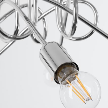 Bevestigde hanglamp LOOP 5xE27/15W/230V glanzend chroom