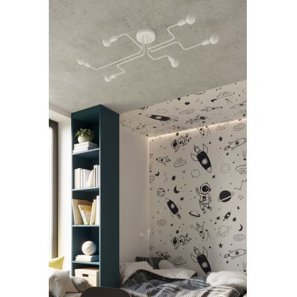 Bevestigde hanglamp VECTOR 6xE27/15W/230V wit
