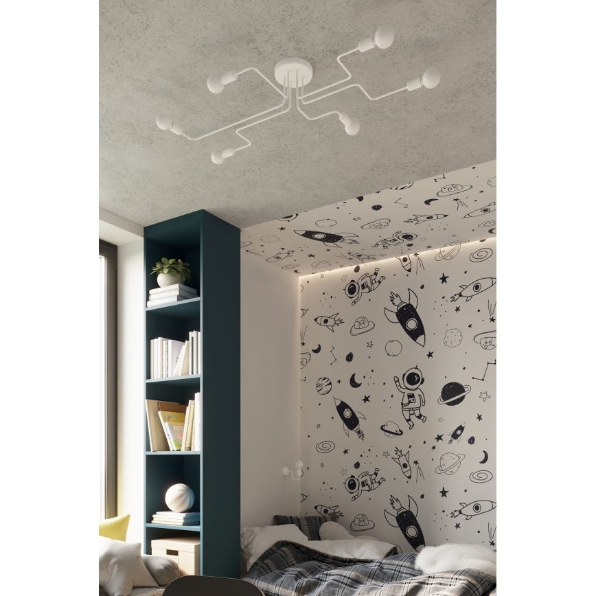 Bevestigde hanglamp VECTOR 6xE27/15W/230V wit