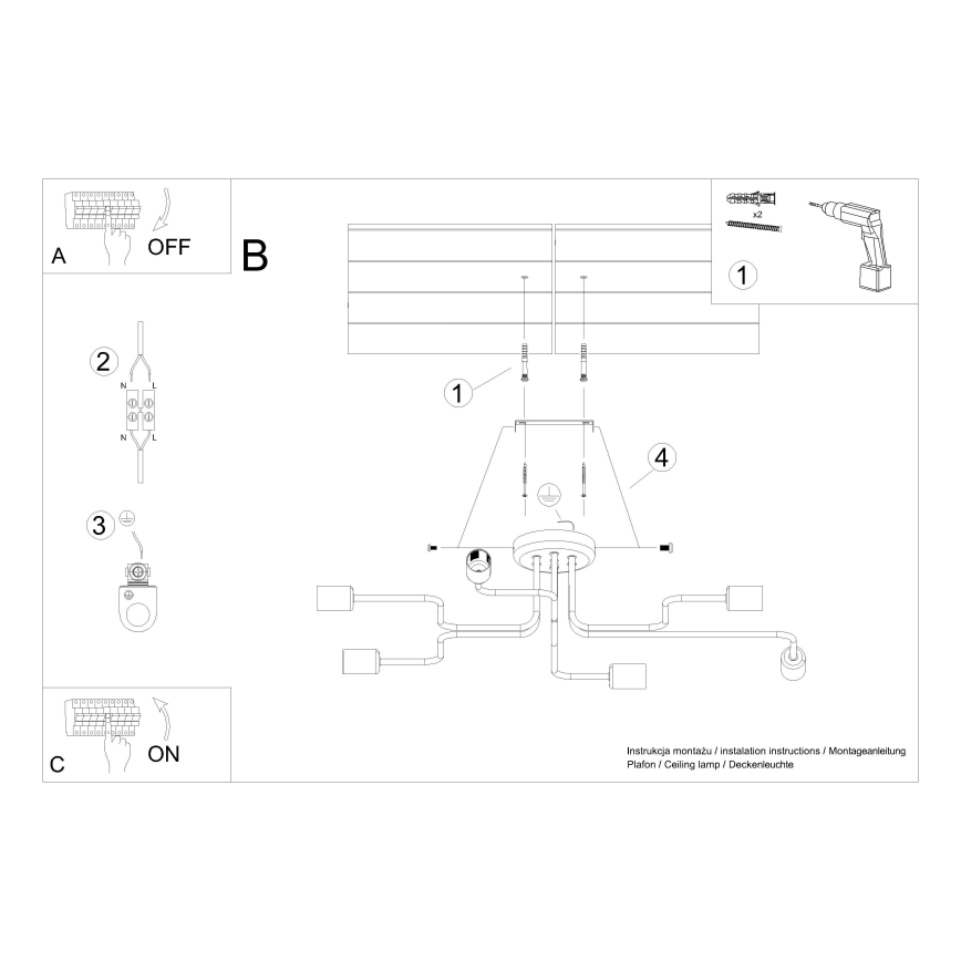 Bevestigde hanglamp VECTOR 6xE27/15W/230V wit