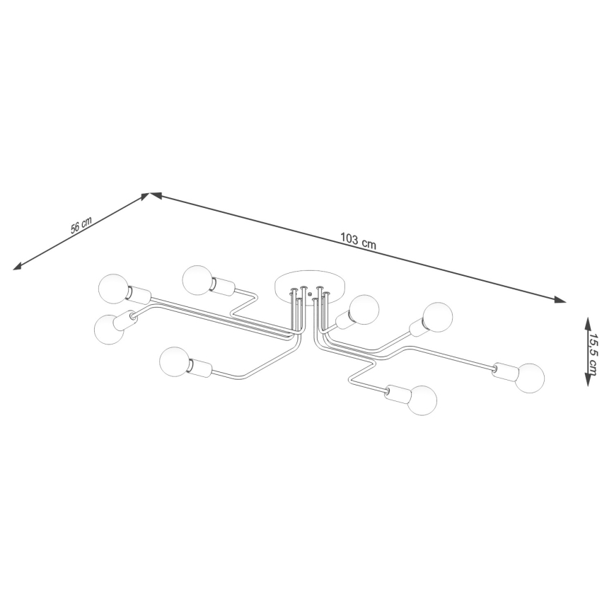 Bevestigde hanglamp VECTOR 8xE27/15W/230V wit