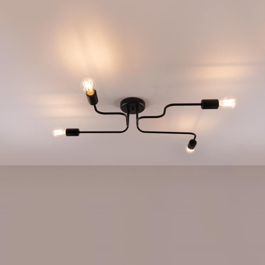 Bevestigde hanglamp VECTOR 4xE27/15W/230V zwart