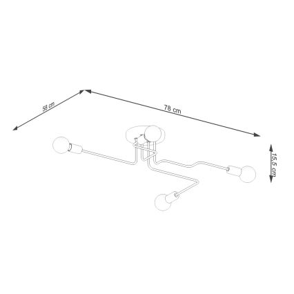 Bevestigde hanglamp VECTOR 4xE27/15W/230V zwart