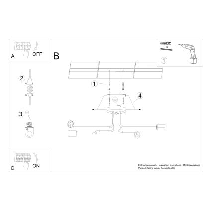 Bevestigde hanglamp VECTOR 4xE27/15W/230V zwart
