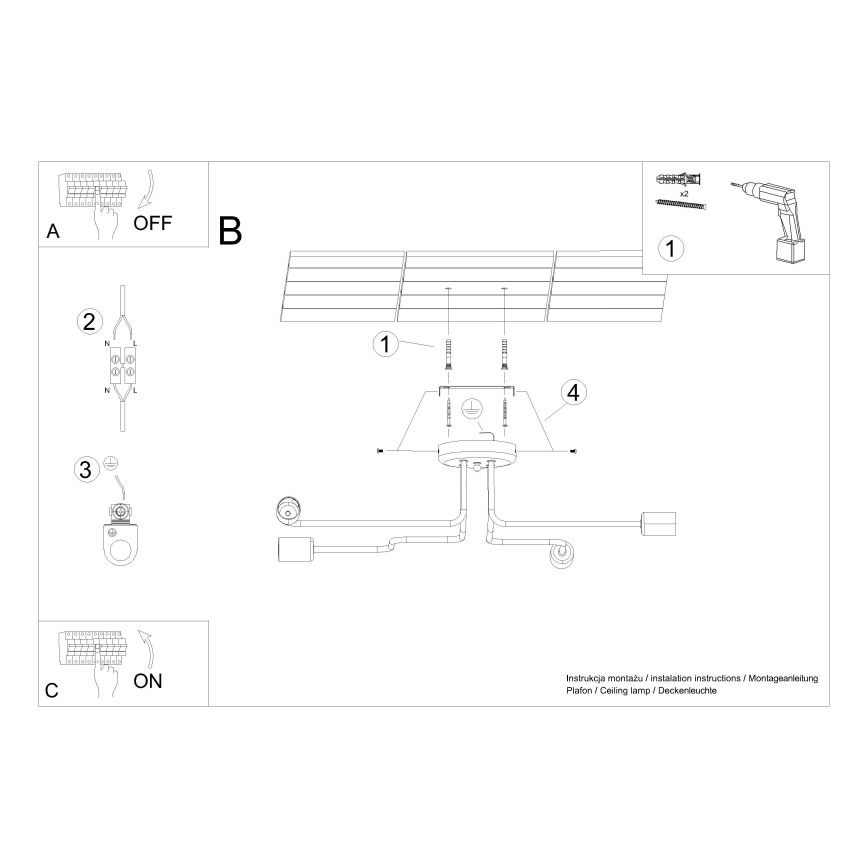 Bevestigde hanglamp VECTOR 4xE27/15W/230V zwart